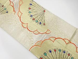 アンティーク　抽象花模様織り出しリバーシブル全通袋帯(材料)